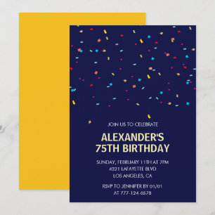 Invitation Cartons d'invitation 75 ans hommes confettis moder