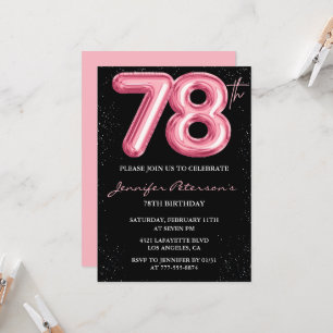 Invitation Cartons d'invitation 78ème anniversaire Black Pink