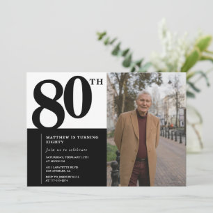 Invitation Cartons d'invitation 80 ans noirs Élégant Chic