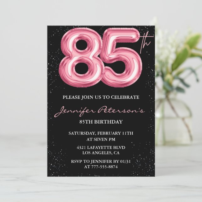 Invitation Cartons d'invitation 85e anniversaire Noir Ballon  (Debout devant)