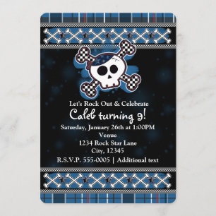 Invitation Cartons d'invitation à fête Skull Crossbones carre