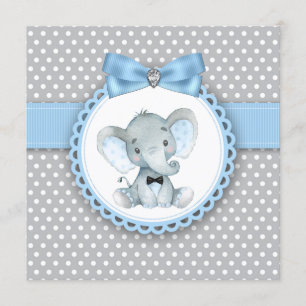 Invitation Cartons d'invitation à la baby shower éléphant gri