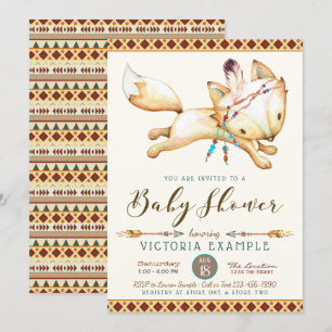Invitation Cartons d'invitation à la baby shower Renard Garço