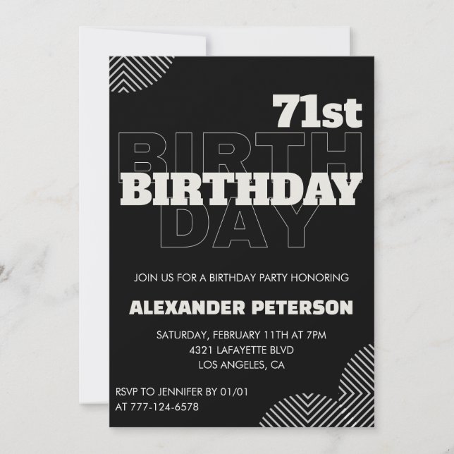 Invitation Cartons d'invitation à la fête d'anniversaire des  (Devant)