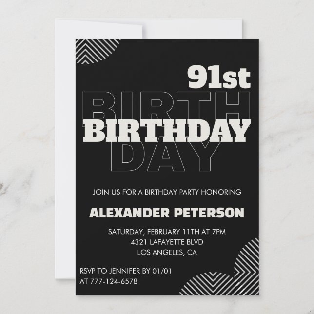 Invitation Cartons d'invitation à la fête d'anniversaire des  (Devant)