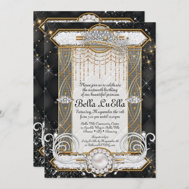 Invitation Cartons d'invitation à la fête de la princesse Bli (Devant / Derrière)