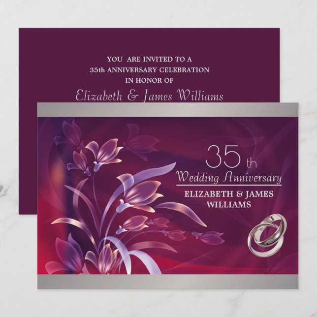 Invitation Cartons d'invitation à la fête du 35e anniversaire (Devant / Derrière)