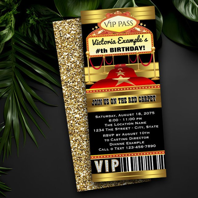 Invitation Cartons d'invitation à tapis rouge Hollywood (Red carpet invitation for birthdays or any red carpet theme party or event. )