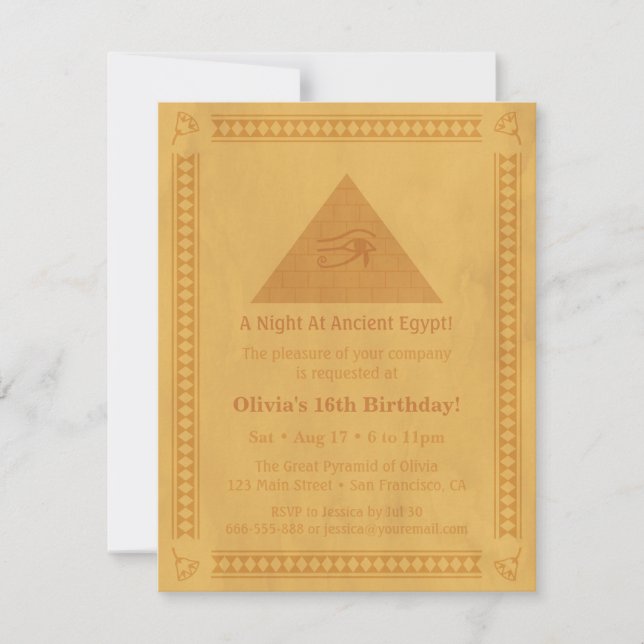 Invitation Cartons d'invitation à thème Égypte ancienne pour  (Devant)