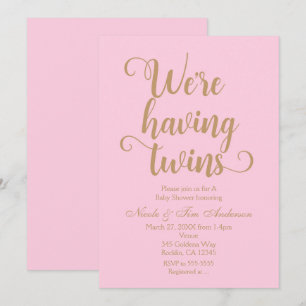 Invitation Cartons d'invitation à une baby shower rose et or 