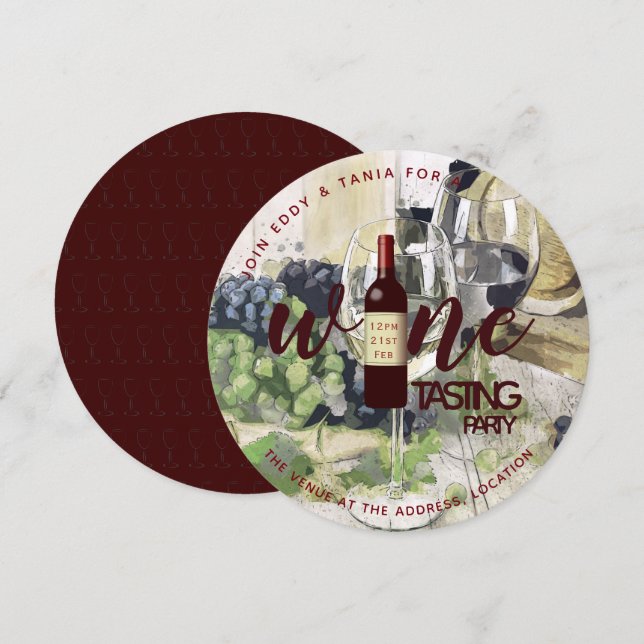 Invitation Cartons d'invitation à une dégustation de vins ron (Devant / Derrière)