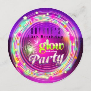 Invitation Cartons d'invitation à une fête d'anniversaire Glo