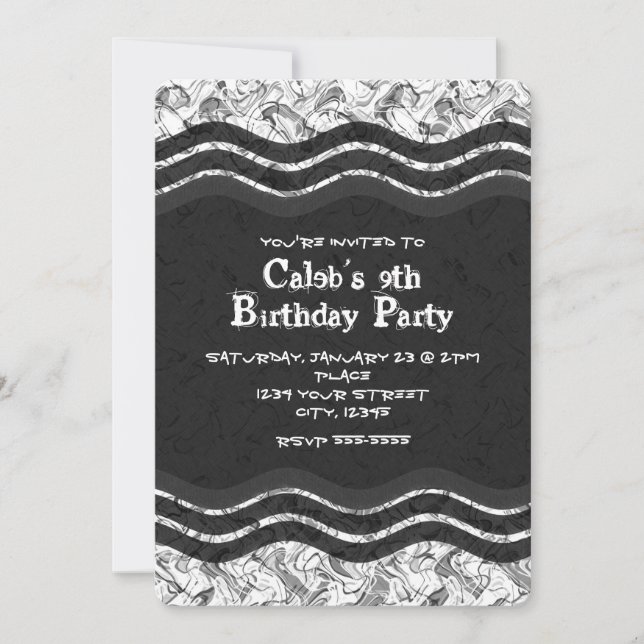 Invitation Cartons d'invitation abstraits grunge blanc et gri (Devant)