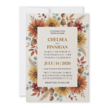 Cartons d'invitation automne chic tournesol en ple