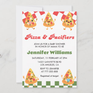 Invitation Cartons d'invitation Baby Shower Pizza et Tétines