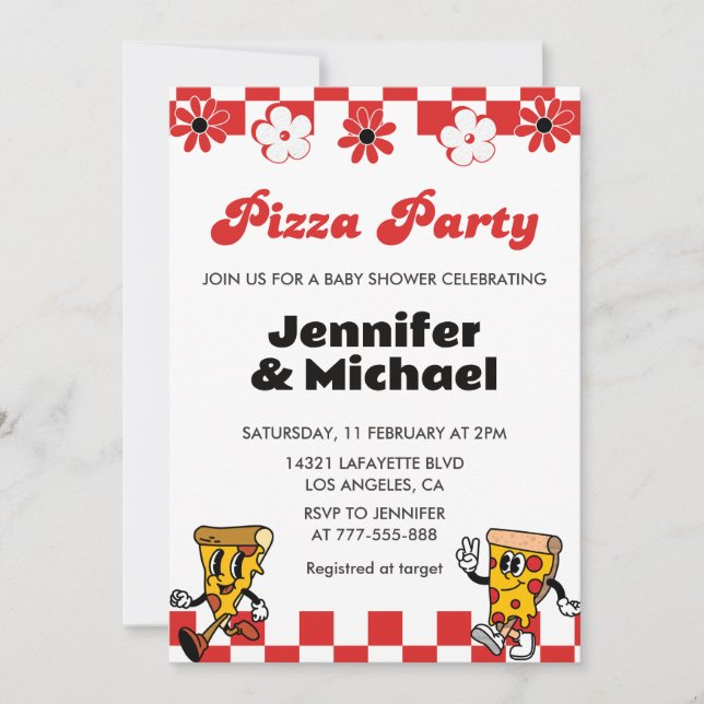 Invitation Cartons d'invitation Baby Shower Pizza Fête Pacifi (Devant)