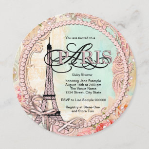 Invitation Cartons d'invitation bébé rose pour une baby showe