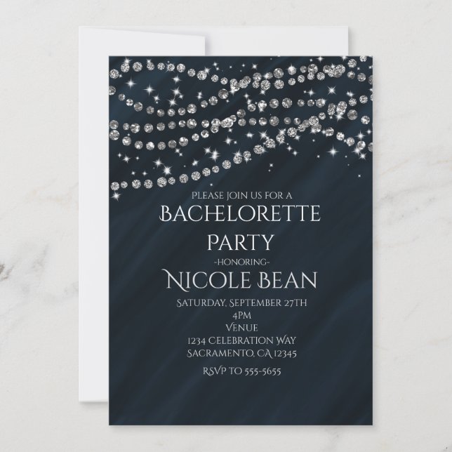 Invitation Cartons d'invitation Blue & Diamond Glamour Sparkl (Devant)