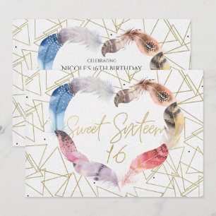 Invitation Cartons d'invitation Boho Chic Feather Heart Sweet
