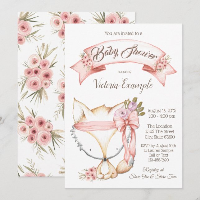 Invitation Cartons d'invitation Boho Fox pour Baby Shower Fil (Devant / Derrière)