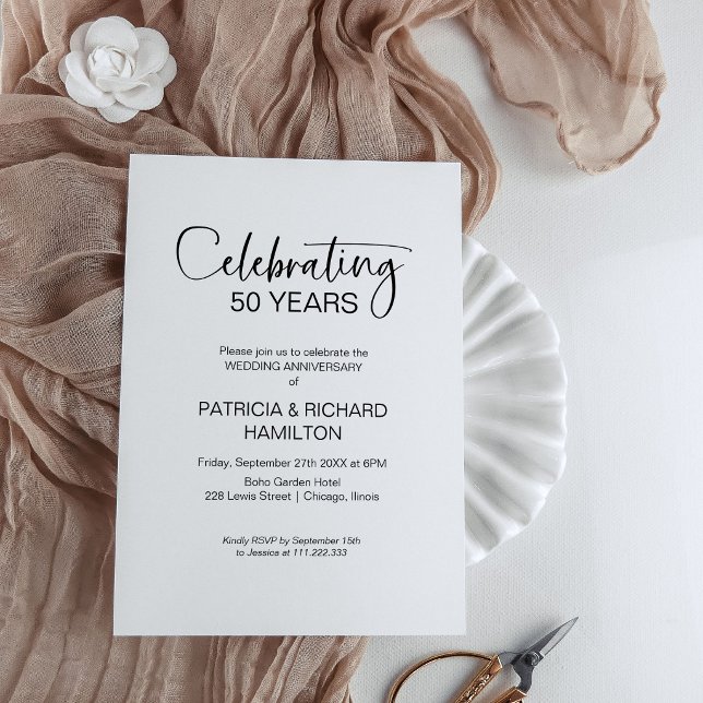 Invitation Cartons d'invitation chic pour les 50 ans de maria (Créateur téléchargé)
