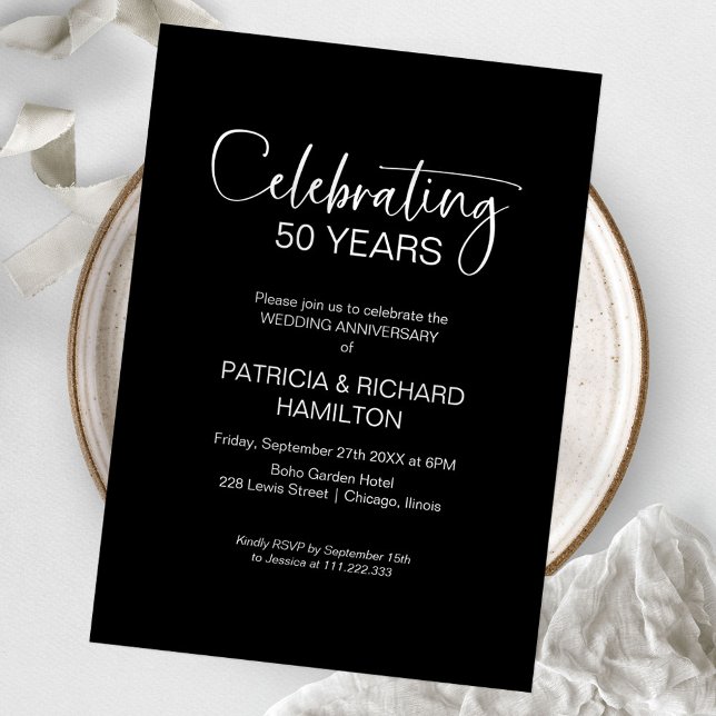 Invitation Cartons d'invitation chic pour les 50 ans de maria (Créateur téléchargé)