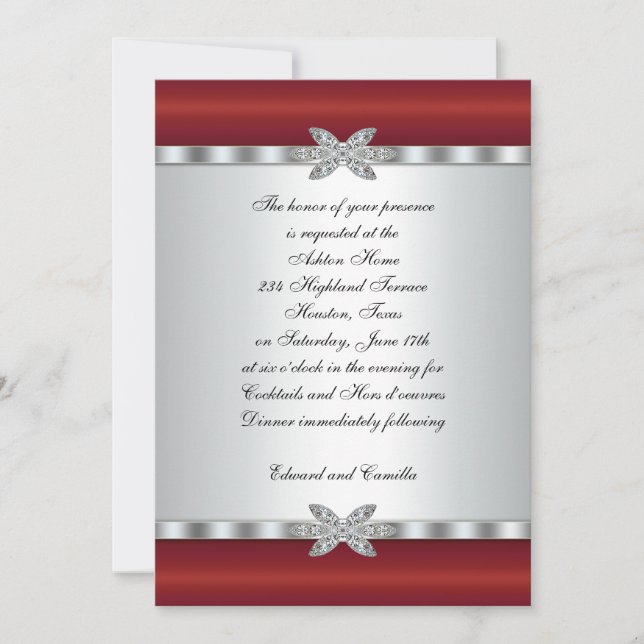 Invitation Cartons d'invitation cocktail argent et rouge (Devant)