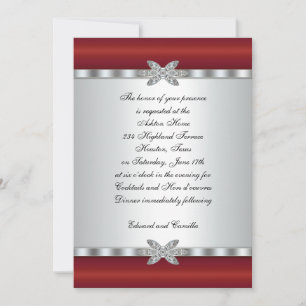 Invitation Cartons d'invitation cocktail argent et rouge