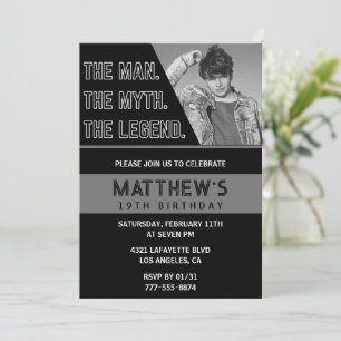 Invitation Cartons d'invitation d'anniversaire 19 ans noirs T