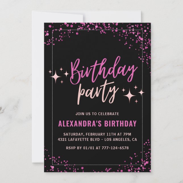 Invitation Cartons d'invitation d'anniversaire 20 ans noirs f (Devant)