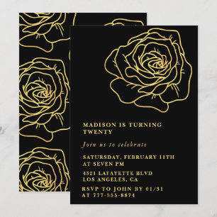 Invitation Cartons d'invitation d'anniversaire 20 ans noirs F