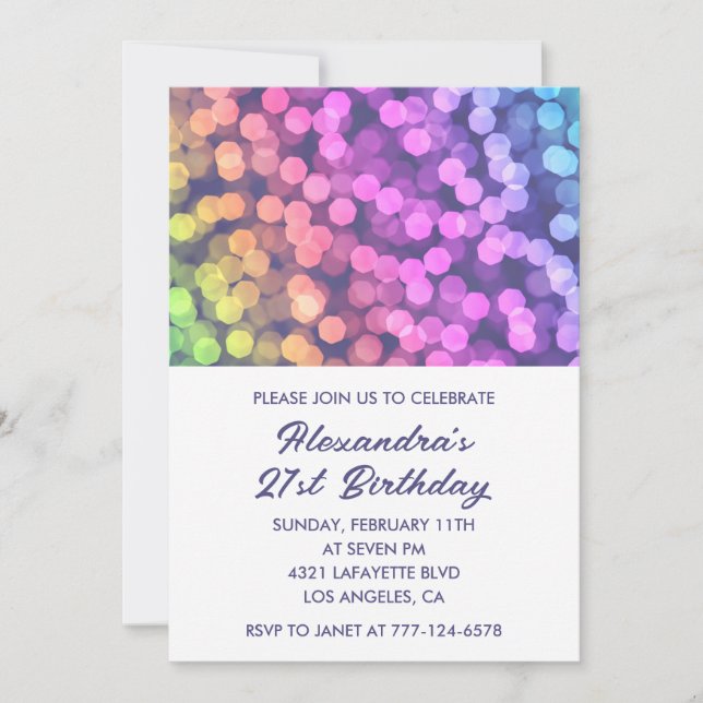 Invitation Cartons d'invitation d'anniversaire 21 ans confett (Devant)
