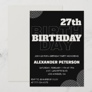 Invitation Cartons d'invitation d'anniversaire 27 ans noir Ho
