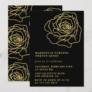 Invitation Cartons d'invitation d'anniversaire 27 ans noirs F