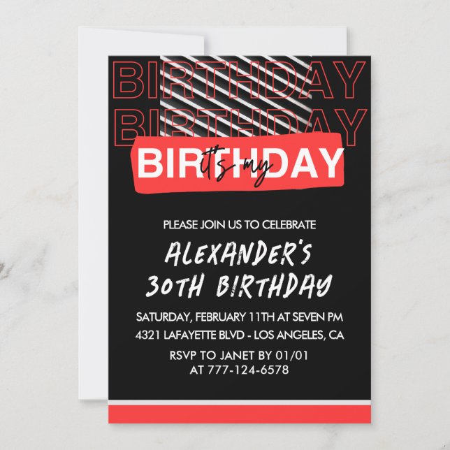 Invitation Cartons d'invitation d'anniversaire 30 ans Hommes  (Devant)