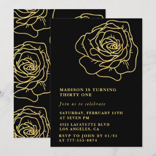 Invitation Cartons d'invitation d'anniversaire 31 ans noirs F