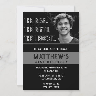 Invitation Cartons d'invitation d'anniversaire 31 ans noirs T