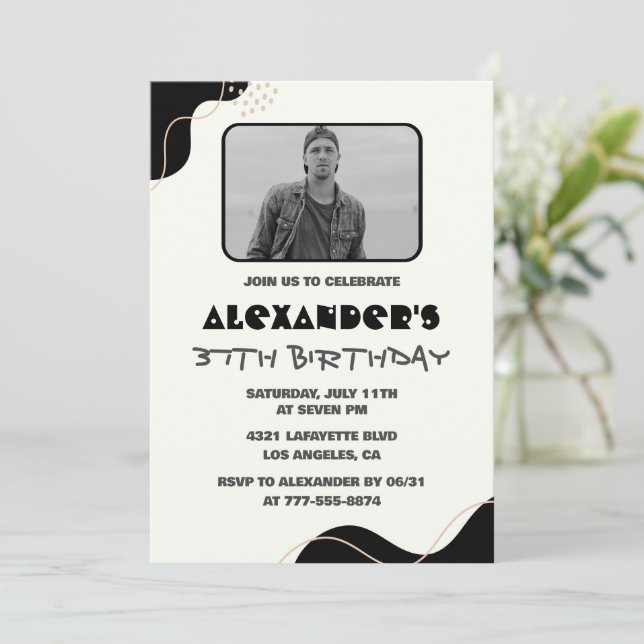 Invitation Cartons d'invitation d'anniversaire 37 ans Hommes  (Debout devant)