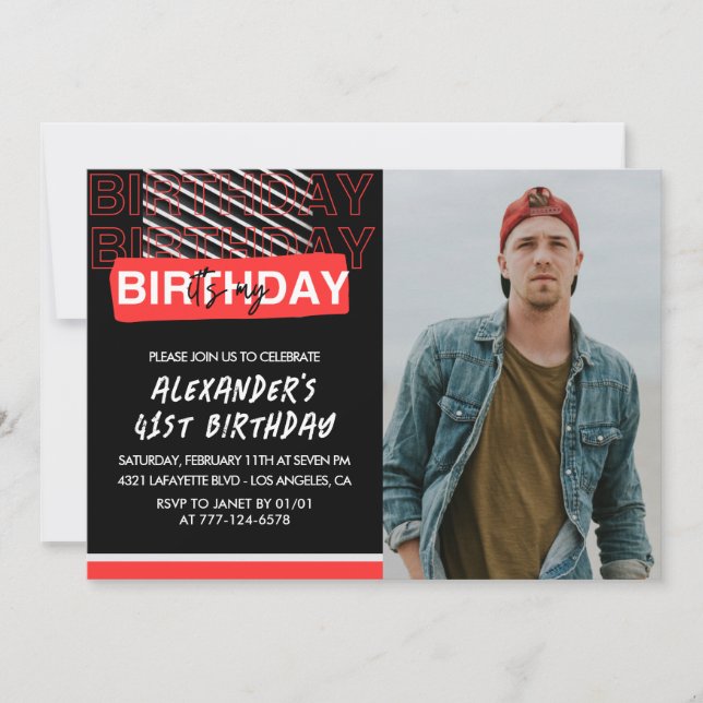 Invitation Cartons d'invitation d'anniversaire 41 ans hommes  (Devant)
