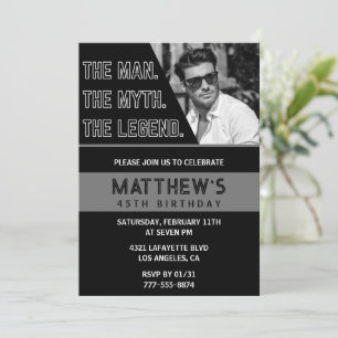 Invitation Cartons d'invitation d'anniversaire 45 ans noirs L