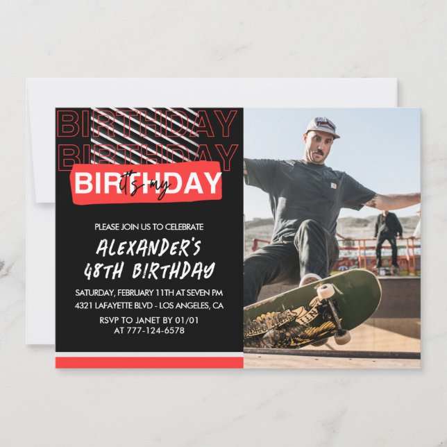 Invitation Cartons d'invitation d'anniversaire 48 ans hommes  (Devant)