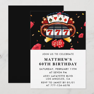 Invitation Cartons d'invitation d'anniversaire 60 ans noirs t
