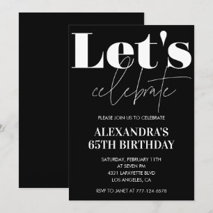 Invitation Cartons d'invitation d'anniversaire 65 ans Noir Ty