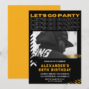 Invitation Cartons d'invitation d'anniversaire 69 ans noir Ho
