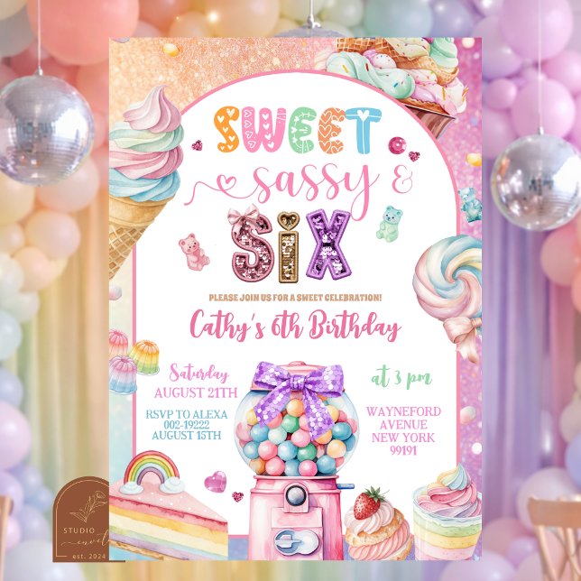 Invitation Cartons d'invitation d'anniversaire 6 ans Colorés  (Créateur téléchargé)
