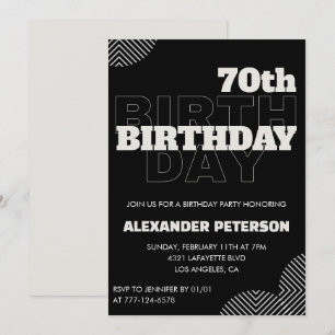 Invitation Cartons d'invitation d'anniversaire 70 ans noir Ho