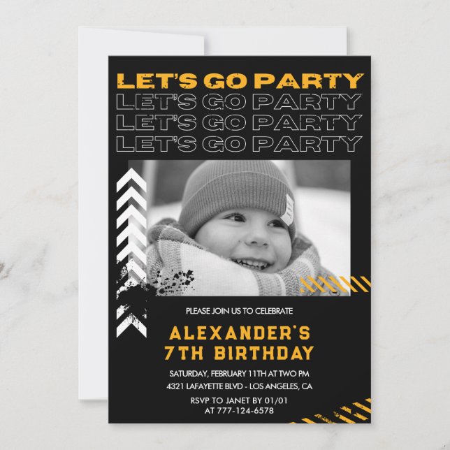 Invitation Cartons d'invitation d'anniversaire 7 ans garçon p (Devant)