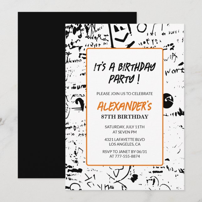 Invitation Cartons d'invitation d'anniversaire 87 ans Hommes  (Devant / Derrière)