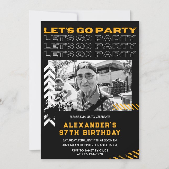 Invitation Cartons d'invitation d'anniversaire 97 ans Hommes  (Devant)