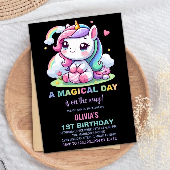 Invitation Cartons d'invitation d'anniversaire de licorne Lit (Little Unicorn Birthday Invitations)
